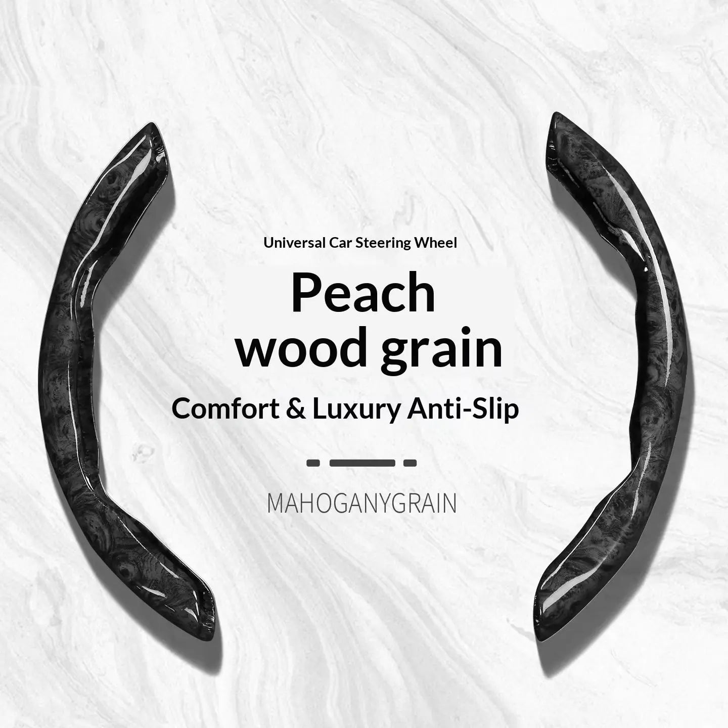 2pcs/3pcs Segmented Peach Wood Texture Universal Steering Wheel Cover Car Interior Accessories Practical Driving Tools Simple