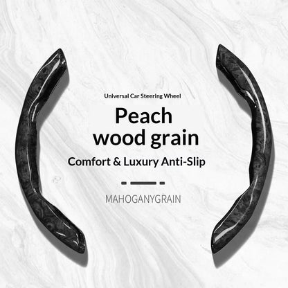 2pcs/3pcs Segmented Peach Wood Texture Universal Steering Wheel Cover Car Interior Accessories Practical Driving Tools Simple