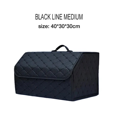 Car Trunk Organizer Box Large Capacity Auto Multiuse Tools Storage Bag Stowing Tidying Leather Folding For Emergency Storage Bo - Urbizia