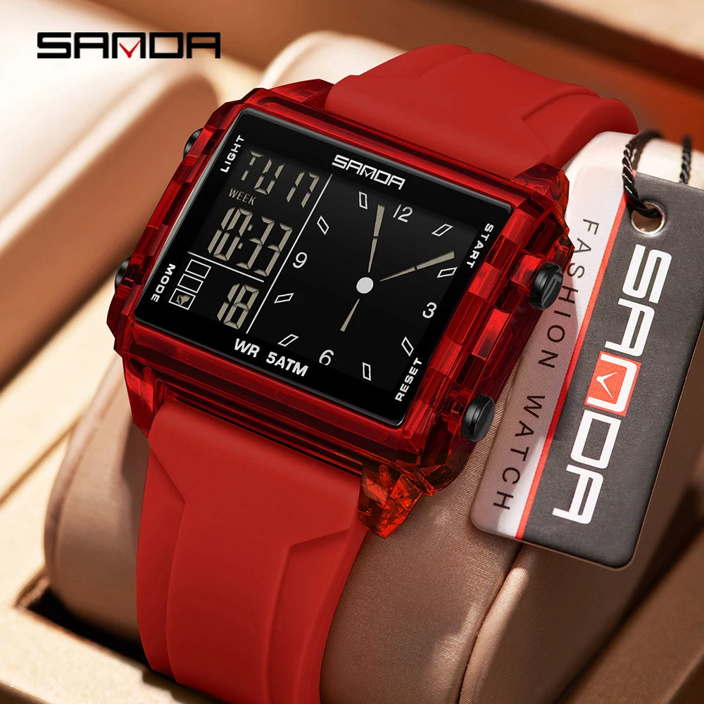 SANDA 6273 Fashion Electronic Watches for Man Luminous Calendar Waterproof Clock Outdoor Sports Casual Ladies Digital Wristwatch