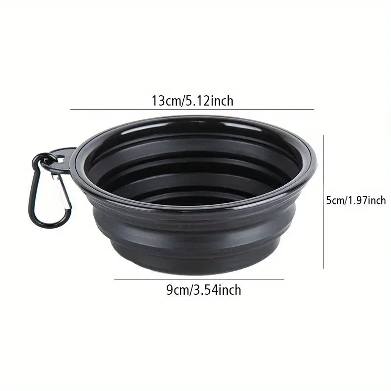 Dog Folding Bowl Portable Dog Travel Bowl Dog Food Water Bowl for Outdoor Walking Silicone Dog Food Water Bowl with Bowl Lip - Urbizia