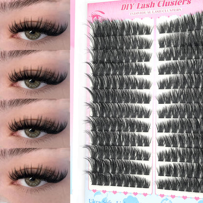 False Eyelashes Natural Wispy Individual Cluster Lashes Easy to Apply Soft & Lightweight Reusable for Daily Makeup