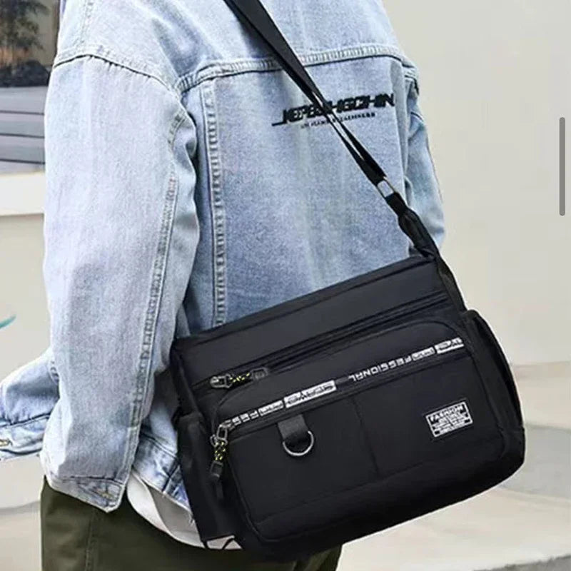 Men Business Crossbody Bag With Multi Layer Pockets Adjustable Shoulder Strap For Work Travel Professional Style
