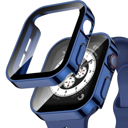 Glass+Case for Apple Watch 42 46mm 45mm 41 49 44mm 40 Mm Straight Edge Screen Protector Cover Case iWatch SE 6 7 8 9 10 11 Ultra