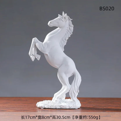European Style Home Resin Victory Horse Statue, Living Room ，Cabinet,Office Desktop Decoration Animal Figurines - Urbizia