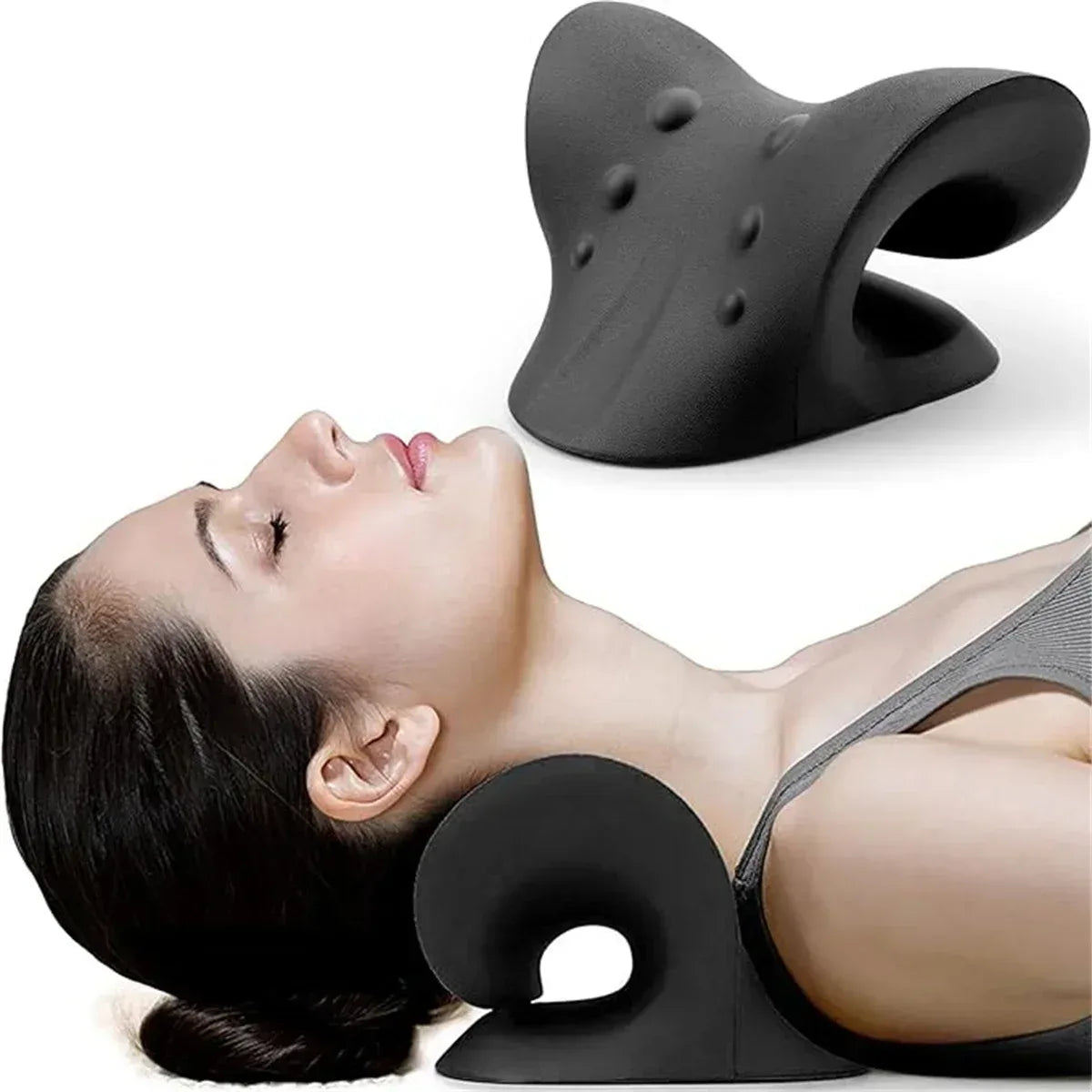 C-Shaped Pillow Neck and Shoulder Relaxer, Cervical Traction Device for TMJ Pain Relief and Cervical Spine Alignment, Chiropract - Urbizia