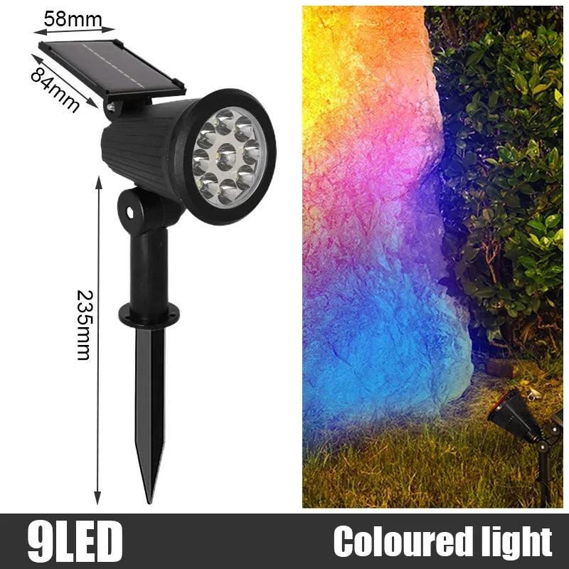 Garden 9 LED Solar Powered Light Adjustable Solar Spotlight Outdoor IP65 Waterproof Landscape Lamp Villa Night Decor Light