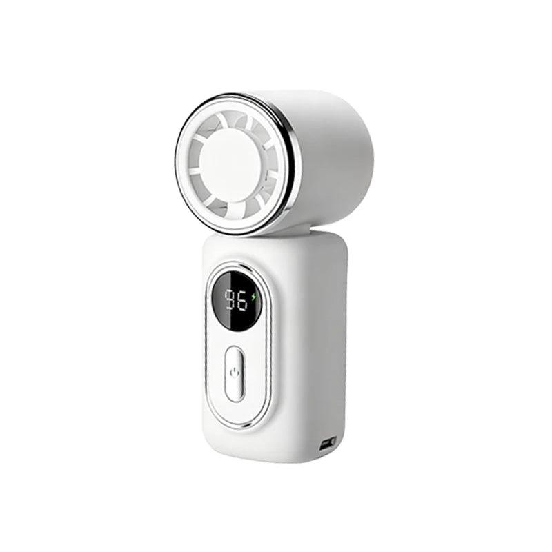 Mini Small Fan Portable Handheld Cooling Turbo Fan 5 Speeds 3000mAh LED Display 180° Adjustable Clip Type-C Rechargeable Fans