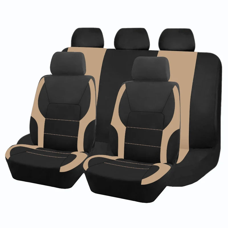 AUTO PLUS Sports Universal Polyester Car Seat Cover Set Fit Most Car Plain Fabric Bicolor Stylish Car Accessories Seat Protector