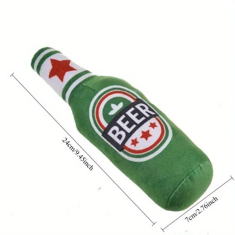 Realistic Beer Bottle Shape, Squeaking Dog Toy. Interactive Play, Bite Resistant and Wear-resistant. Easy To Clean