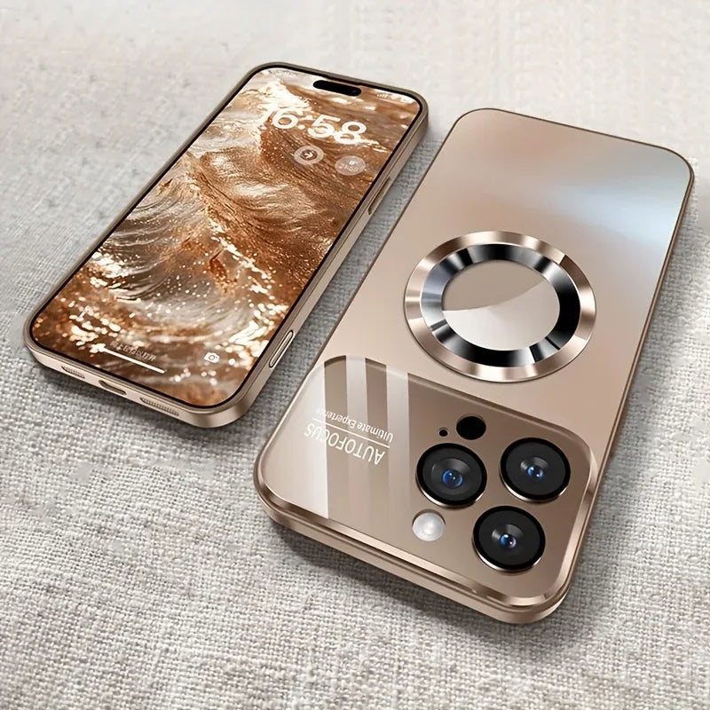 Luxury Glass MagSafe Magnetic iPhone Case Shockproof Cover