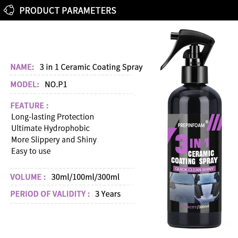 3 in 1 Car Ceramic Nano Coating Liquid Coatin Nano Crystal Hydrophobic Layer Polishing Paint Coating Agent Polish Nanos Coatings - Urbizia