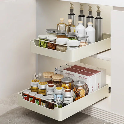 Pull-Out Metal Cabinet Storage Drawer Organizer Rack