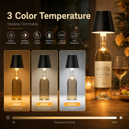 Wireless LED Bottle Lamp Rechargeable RGB Dimmable Wine Bottle Light Portable for Bar Restaurant Camping Party Decor Night Light
