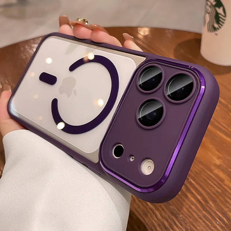 Luxury Shockproof Armor Bumper Clear Magnetic Case For iPhone 18 17 16 15 14 13 12 Pro Max For Magsafe Shockproof Hybrid Cover