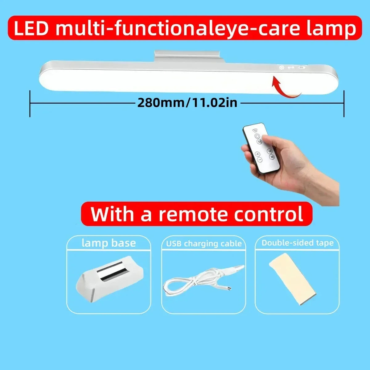 LED Table Lamp Magnetic Hanging USB Rechargeable Desk Lamp 3 Color Reading Light Dimmable Cabinet Closet Wardrobe Night Light - Urbizia