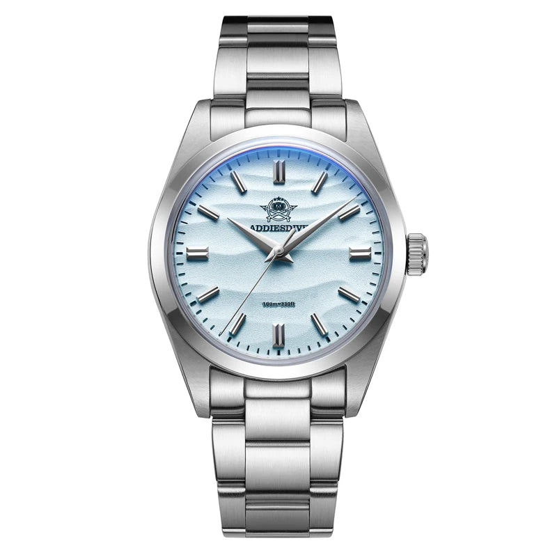 ADDIESDIVE Hot Sale AD2030 Without LOGO Watch Stainless Steel 100M Waterproof Quartz Watches 3D Sand Dial Men's Wristwatch Dress