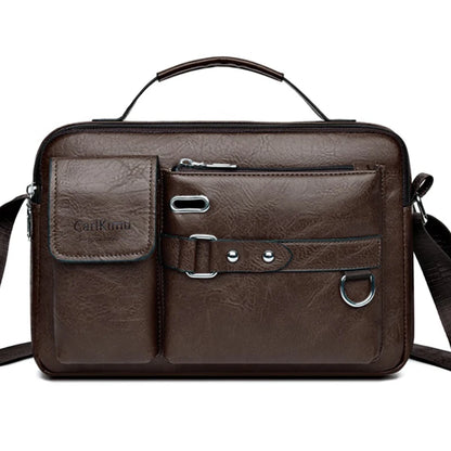 Men's Retro Messenger Bag with Waterproof Design, Large Capacity Laptop Briefcase for Office Work, Travel and School