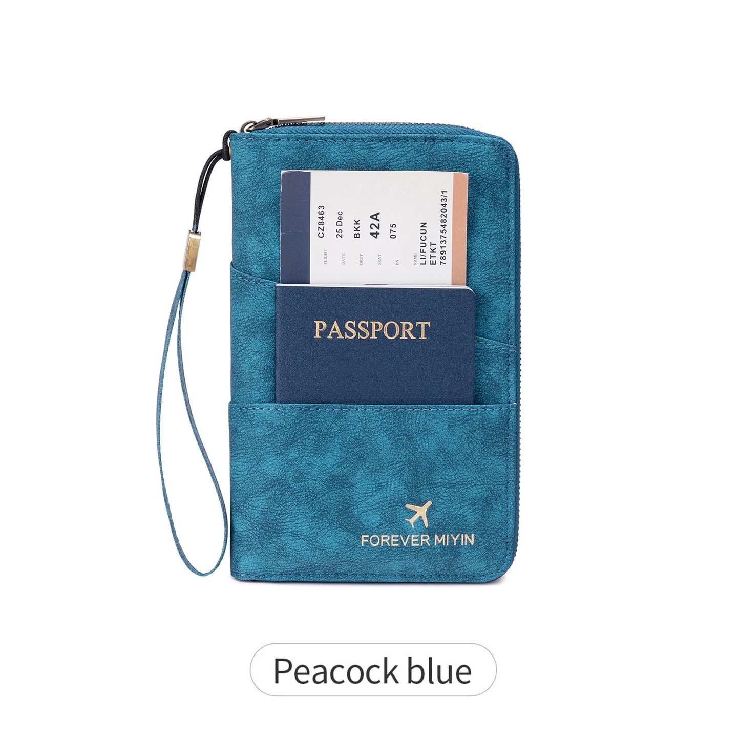 Travel Family Passport Holder RFIDShielded Large-Capacity Document Zippered Storage Wallet PU Clutch Bag Unisex Travel Accessory