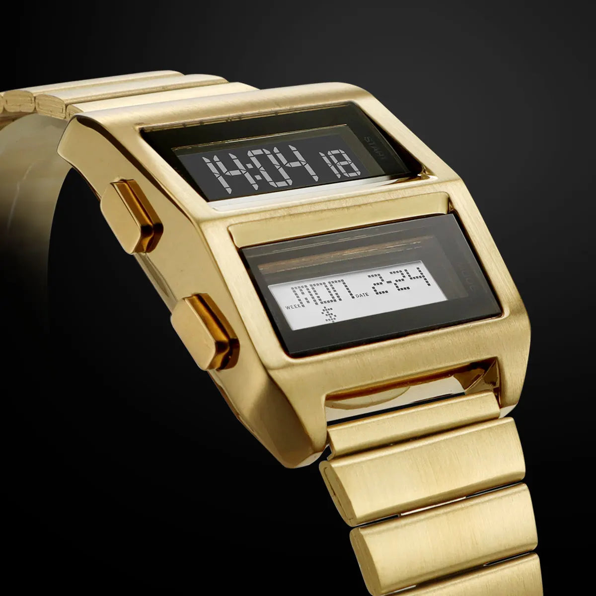 MEGIR Retro Cyberpunk Driver Electronic Watch for Men Sports Wristwatch with Electronic Movement Stainless Steel Strap 0324