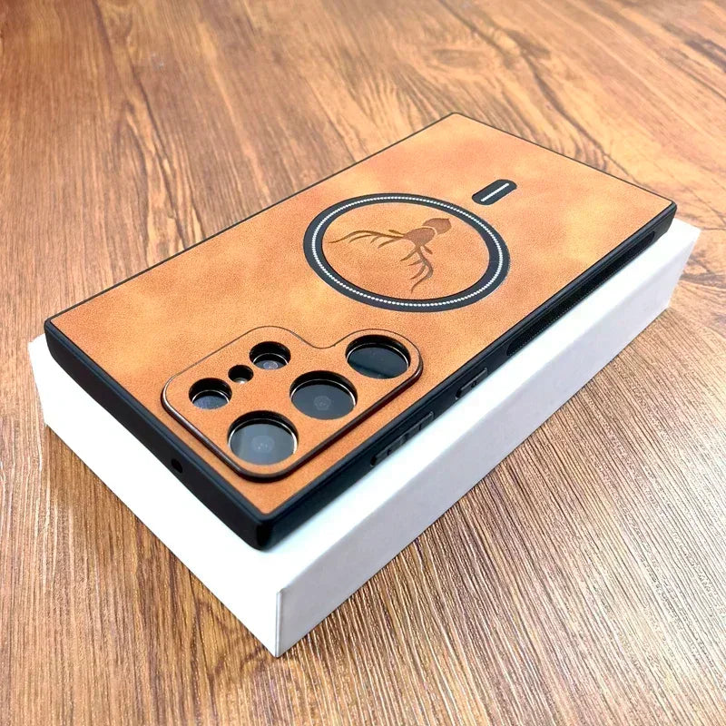 PU Leather MagSafe Wireless Charging Case Samsung Galaxy