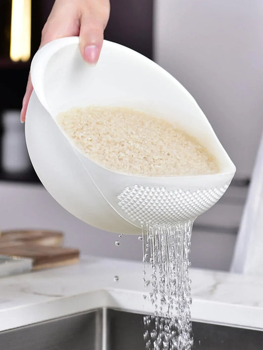 Multi-Purpose Rice & Fruit Drain Basket with Handle