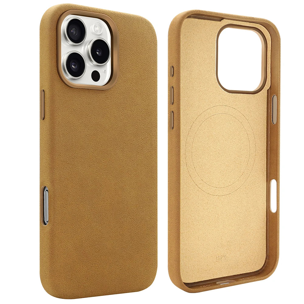 Suede Phone Case for iPhone 18 Pro with Magnetic Wireless Charging Anti-Drop Cover Compatible with iPhone 18 17 16 15 Pro Max