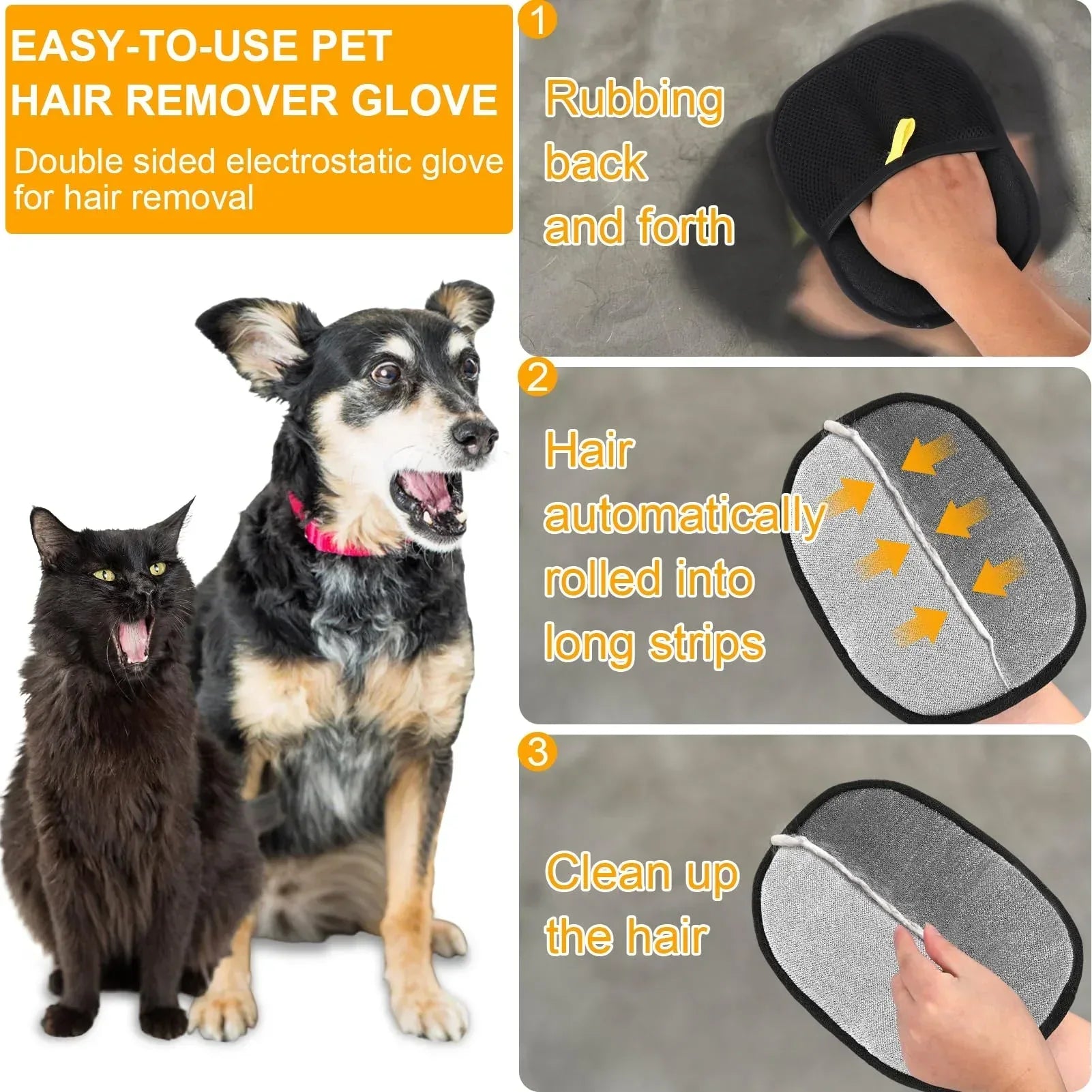 Double-Sided Pet Grooming Gloves, Cat Grooming Gloves, Pet Grooming Gloves for Dogs Bathing, Versatile Grooming Gloves for Washi - Urbizia