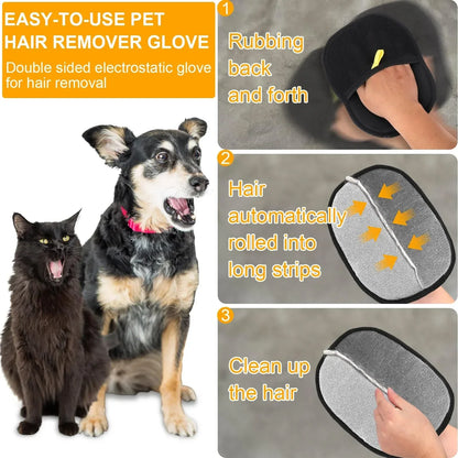 Double-Sided Pet Grooming Gloves, Cat Grooming Gloves, Pet Grooming Gloves for Dogs Bathing, Versatile Grooming Gloves for Washi - Urbizia