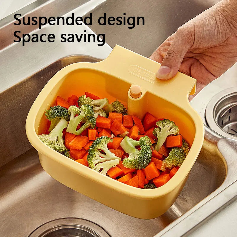 Kitchen Sink Filter Basket – One-Click Press Drain Storage Rack