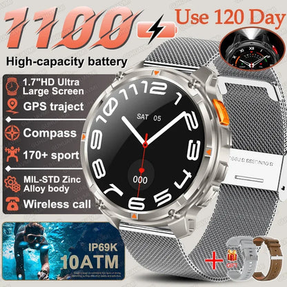 2026 New 1100mAh Big Battery Smart Watch Men Outdoor GPS Path Compass 10ATM Waterproof Bluetooth Call AMOLED HD Sport Smartwatch - Urbizia