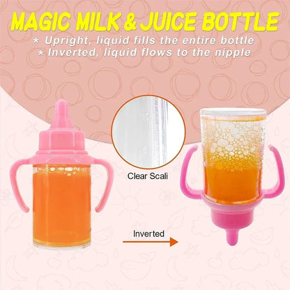 Large Baby Doll Feeding Bottle Set – 2 Bottles with Toy Pacifier - Urbizia