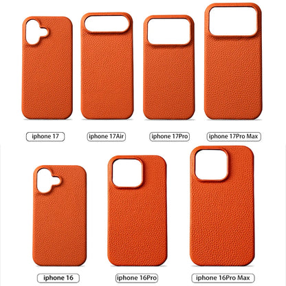 for Magsafe Case for iPhone 17 15 16 18 Pro Max Air Lychee Natural Cowhide Leather Magnetic Protector Luxury Phone Back Cover