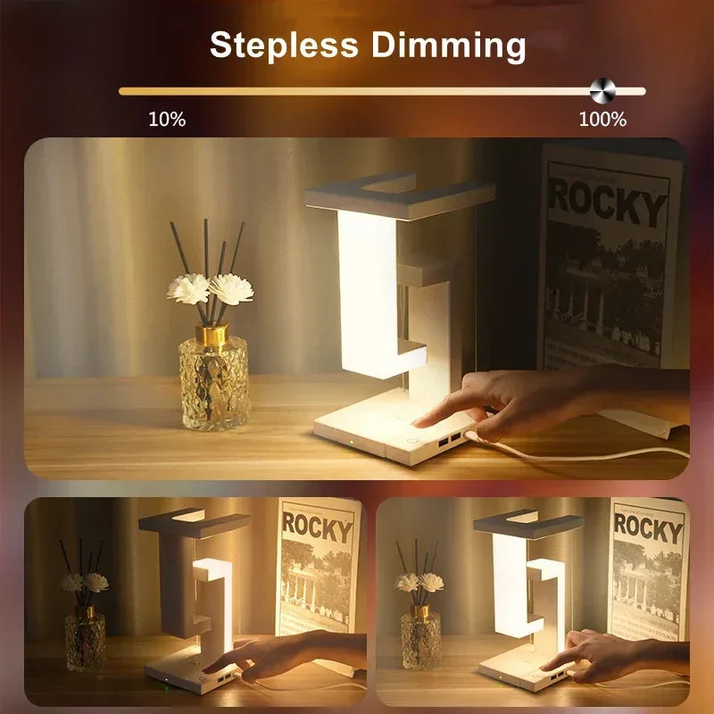 Novelty floating lamp with 10 W detachable wireless charger decorative light for bedroom/office - Urbizia