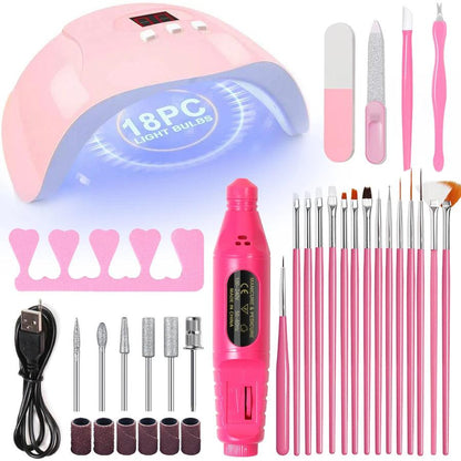 Manicure UV LED Lamp Kit Set UV Lamp and 20000RPM Nail Drill Machine Kit and Remove Dead Skin Manicure Tools Set