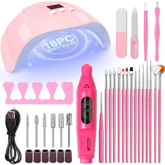 Manicure UV LED Lamp Kit Set UV Lamp and 20000RPM Nail Drill Machine Kit and Remove Dead Skin Manicure Tools Set
