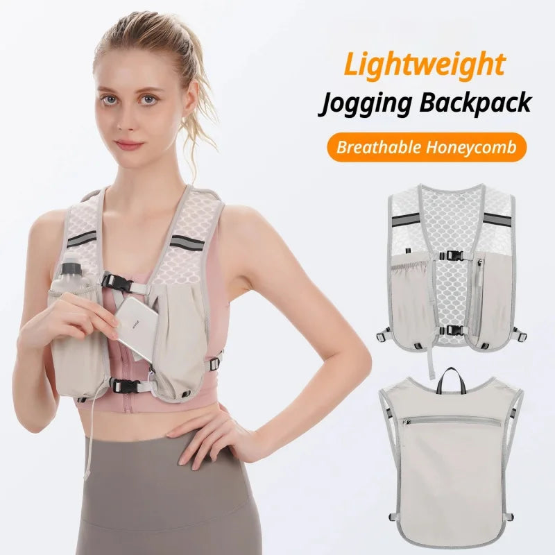 Biking Running Storage Vest Backpack Lightweight Running Vest Reflective Hydration Water Chest Pack Phone Storage Pocket