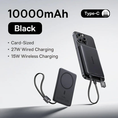 10000mAh Magnetic Power Bank 27W PD Fast Charging Slim