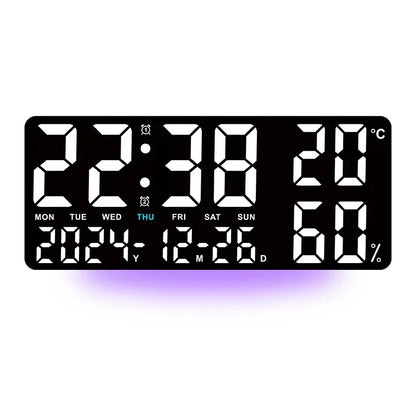 Large Digital Wall Clock with 7Colors Mood Light 2 Alarm TEMP Humidity Date Table Clock 12/24H Timing Countdown LED Alarm Clock - Urbizia