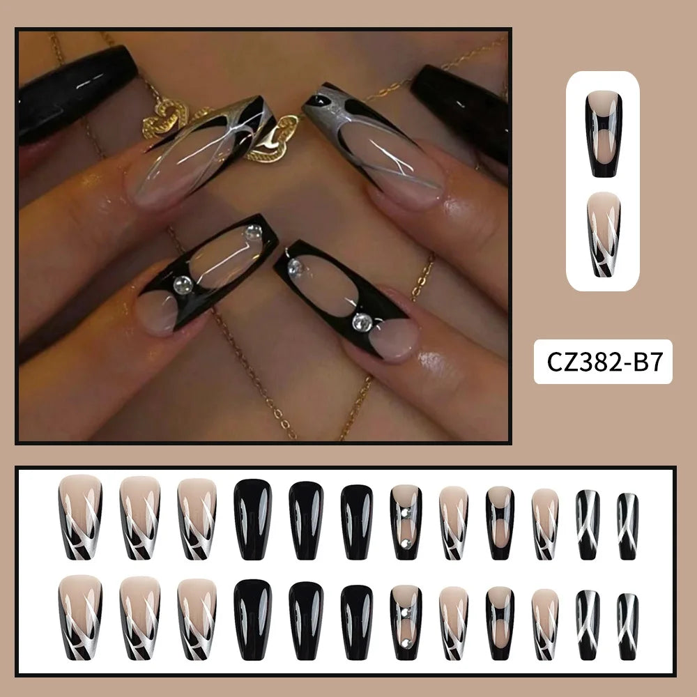 Black Cool Fake Nails – Halloween Bat Press on Nails