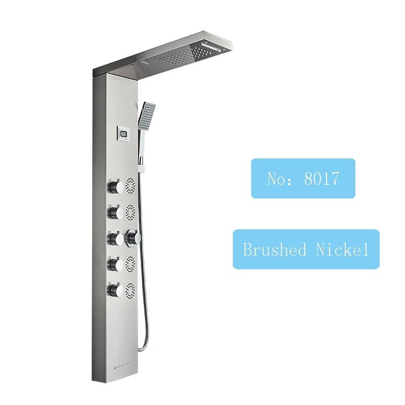 Luxury LED Shower Panel SPA Massage Jet Shower Faucet Bathroom Waterfall Rain Shower Column System Faucet Bathoom