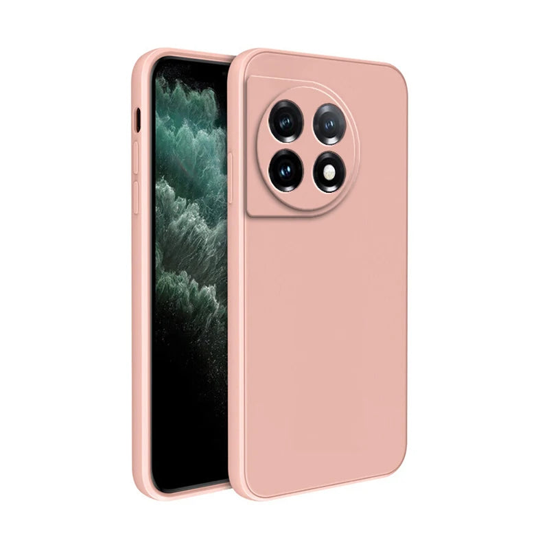 Soft Back Cover Phone Case for Oneplus 11 11R 5G Candy Color Liquid Silicone Funda Luxury Straight Edge Original Protect Housing