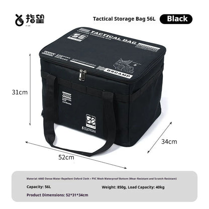 30L/42L/56L Insulated Waterproof Tactical Camping Bag Foldable Outdoor Picnic Tableware Storage Box Large Capacity Field Cookwar