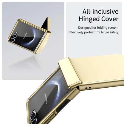 For Samsung Galaxy Z Flip 7 6 5 4 3 AG Matte Vacuum Plating Hinge Full Protective Glass Front Film Drop Resistant Phone Case