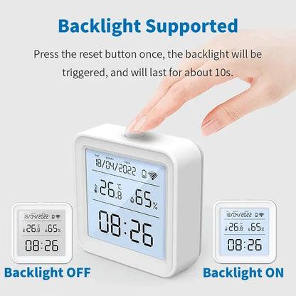 Tuya WIFI Smart Temperature Humidity Sensor Hygrometer Thermometer Backlight Smart Life Support Alexa Google Assistant - Urbizia
