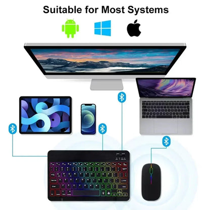 Hebrew/Russian/Spanish/Portuguese/Korean RGB Backlight Bluetooth Keyboard For IOS Android Windows iPad  Samsung Tablet Laptop
