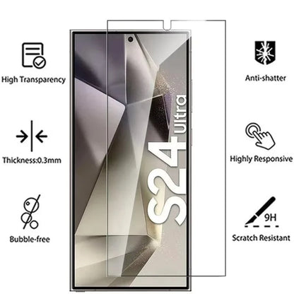 NNBILI 4PCS Full Cover Tempered Glass For Samsung Galaxy S24 S25 S26 Ultra S26 Fingerprint Screen Protector Protective HD Glass