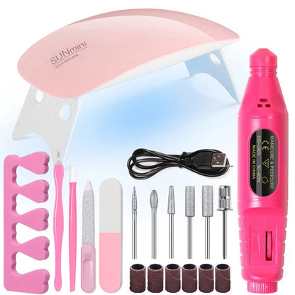 Manicure UV LED Lamp Kit Set UV Lamp and 20000RPM Nail Drill Machine Kit and Remove Dead Skin Manicure Tools Set