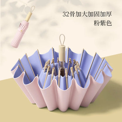 UV UPF50+ Protection Folding Sun Umbrella Women, Windproof 16 Bone, Color Glue Sun Protection Parasol Rain and Shine Umbrellas