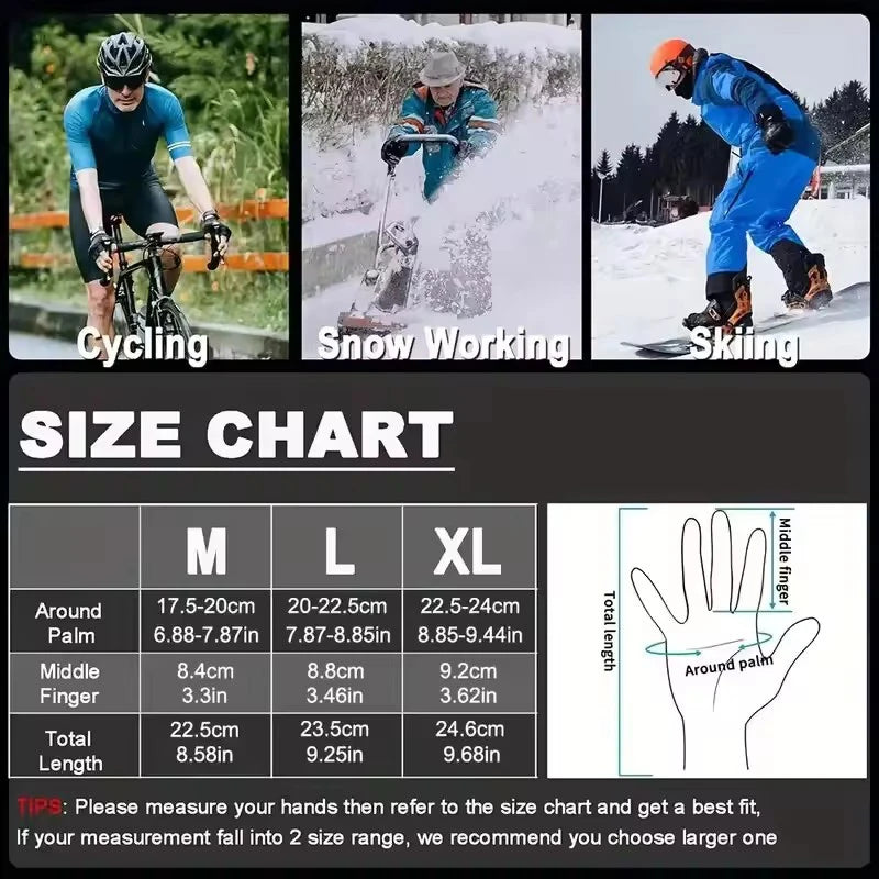 Winter Touch Screen Gloves for Hiking and Camping Windproof Warm Non-Slip Silicone Gloves for Men and Women